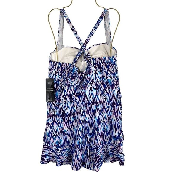 Torrid Tie Dye Swim 1X Blue One Piece Chevron Peplum Tropical Aztec Boho Western - Picture 6 of 16